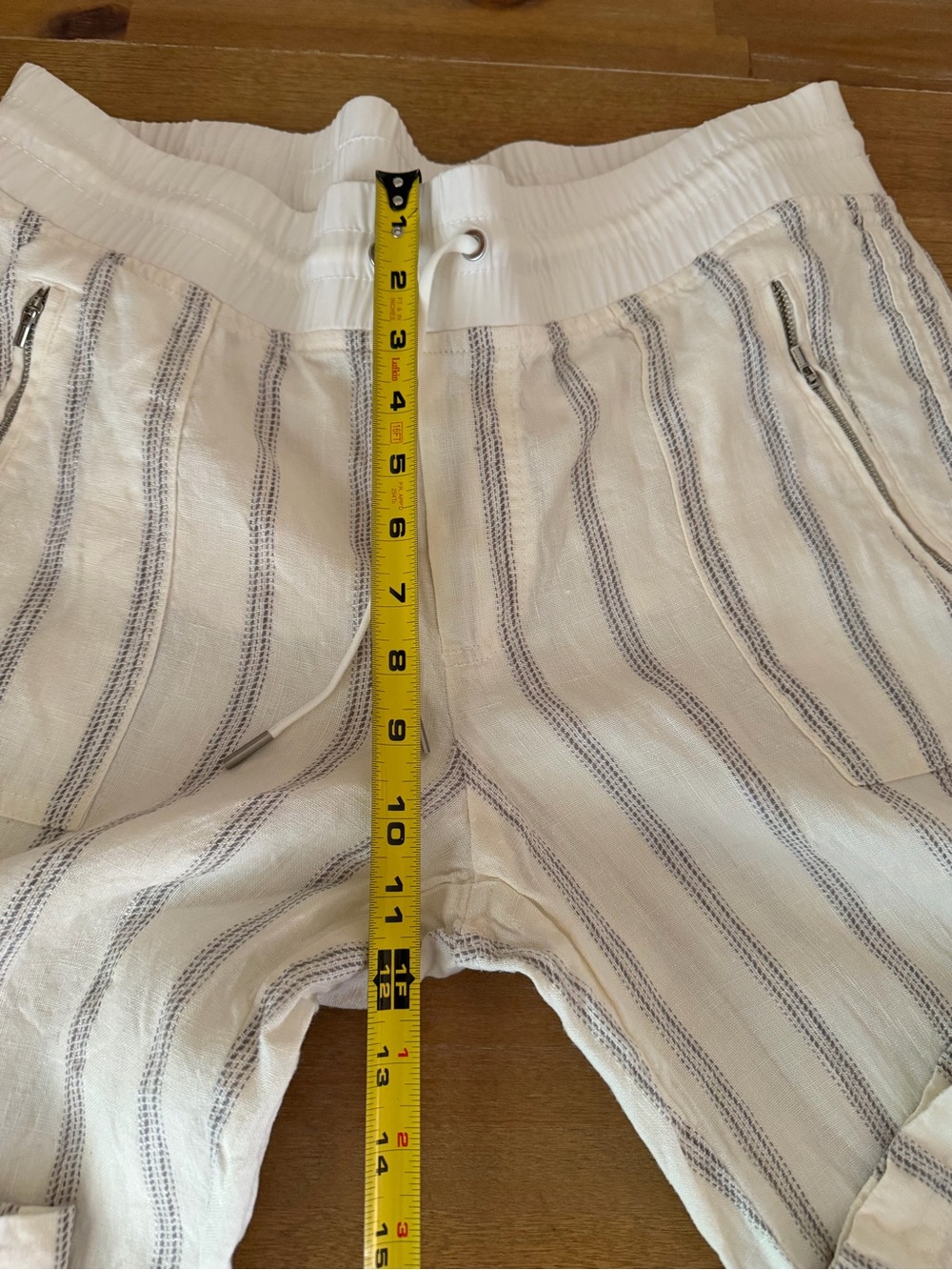 Athleta Women’s Cabo Tide Linen Pants White/blue Striped 100% Linen 14 - Picture 7 of 11